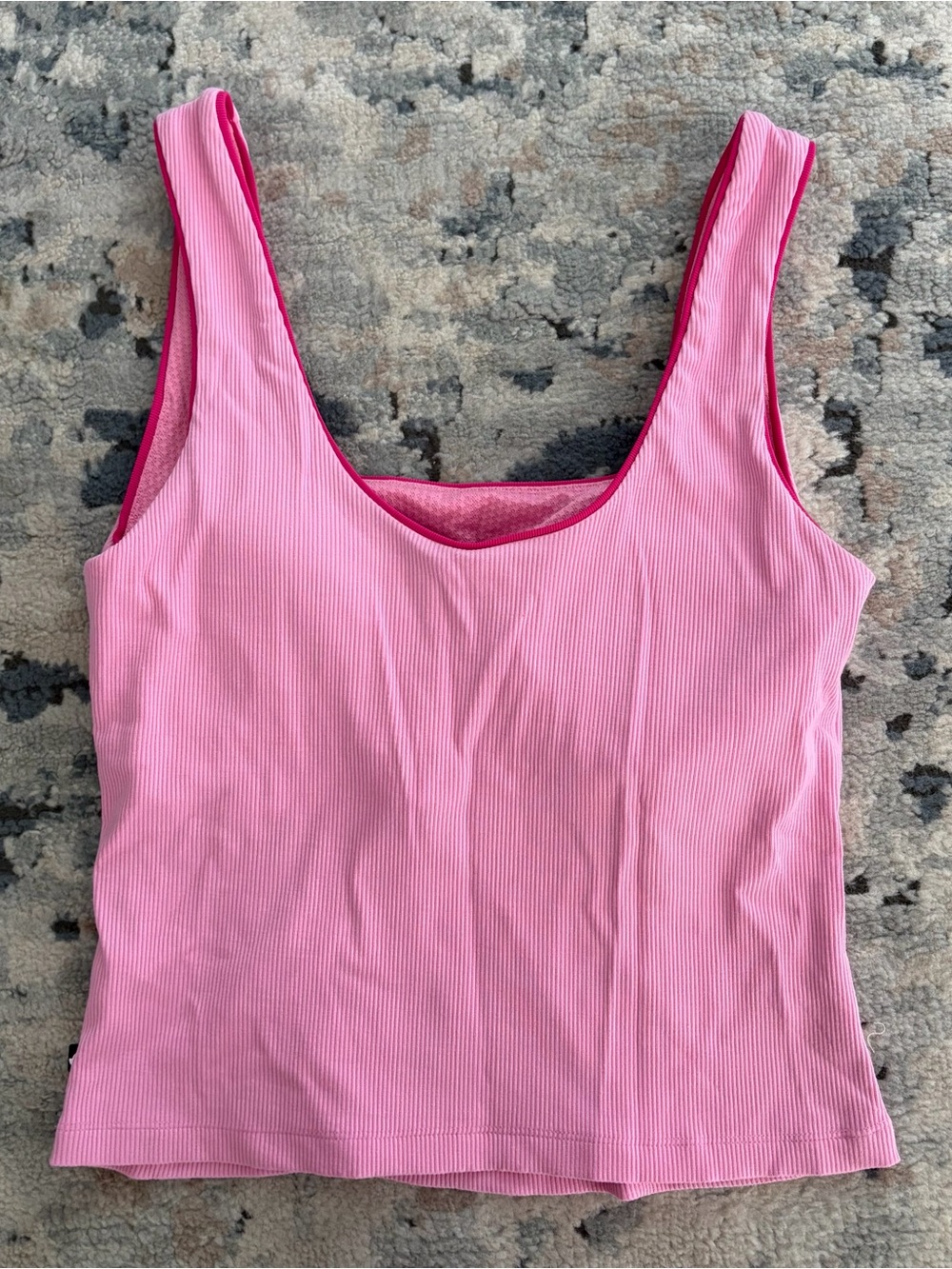 Pink Ribbed Athletic Tank Top - Picture 2 of 2